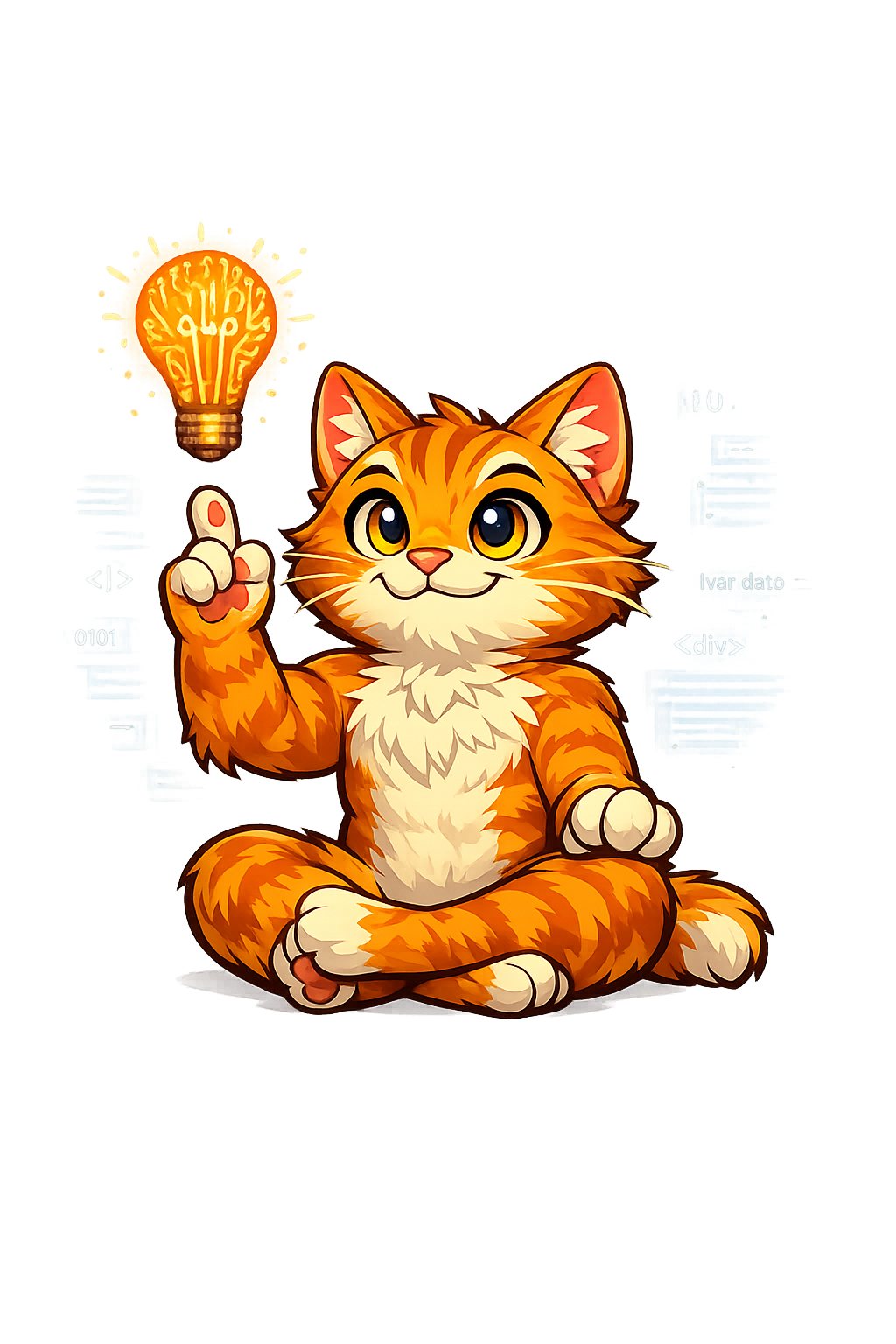 Gato naranja con idea brillante